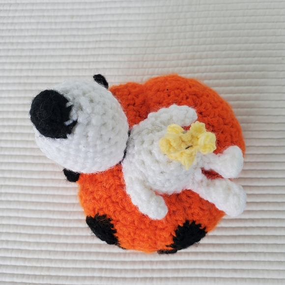 Peanuts Snoopy Woodstock Crochet 5" Halloween Pumpkin Orange Dog Bird Handmade - Picture 5 of 6